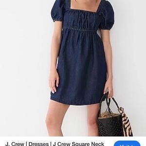 J. Crew Blue Puff Sleeve Sundress